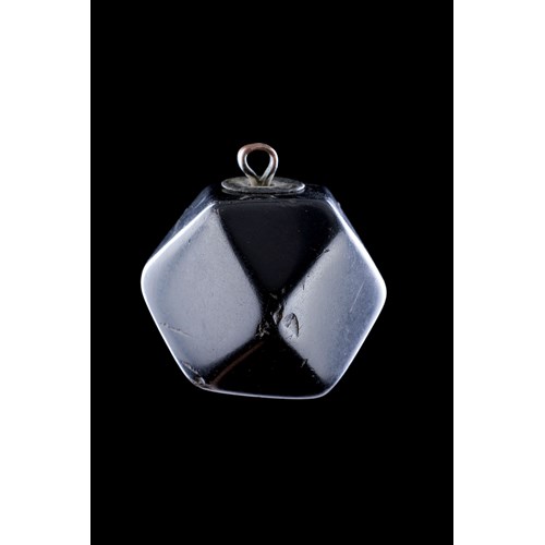 Spanish Jet Faceted Octagonal Amuletic Pendant Rosary Bead